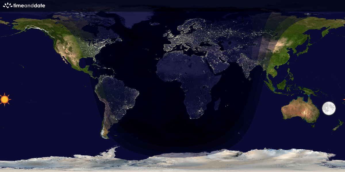 Verdenskart som viser dag og natt 