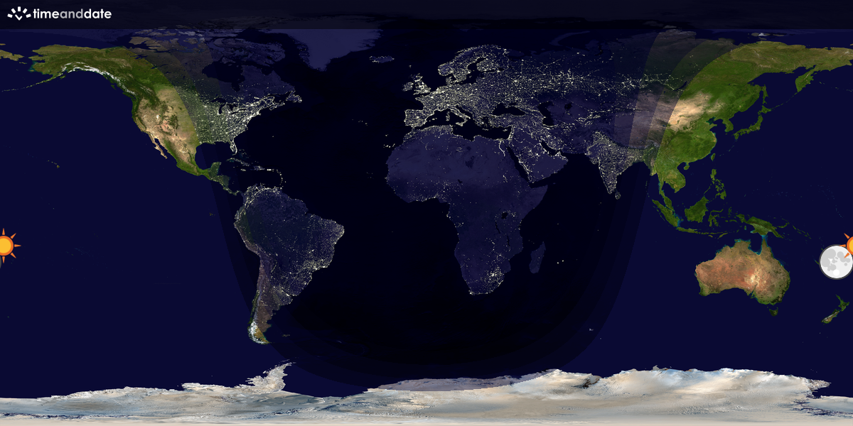 Verdenskart som viser dag og natt 