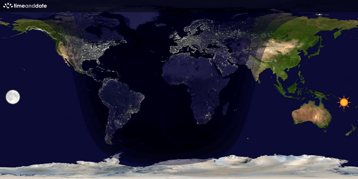 Verdenskart som viser dag og natt 