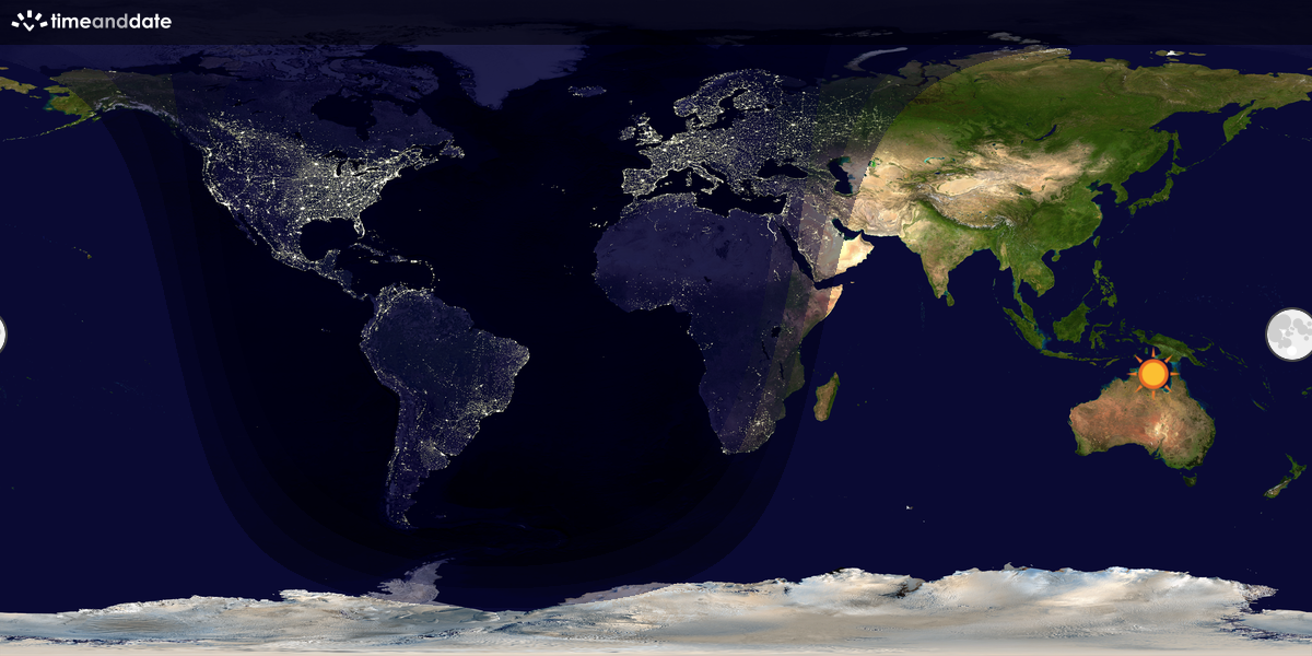 Verdenskart som viser dag og natt 