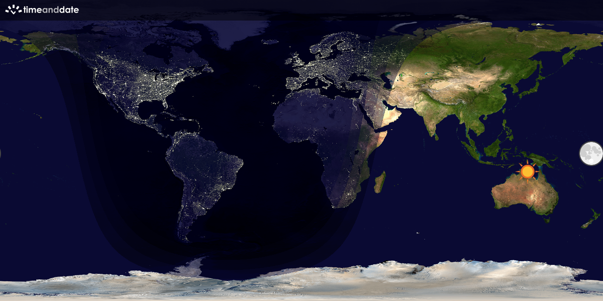 Verdenskart som viser dag og natt 