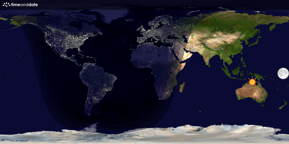 Verdenskart som viser dag og natt 