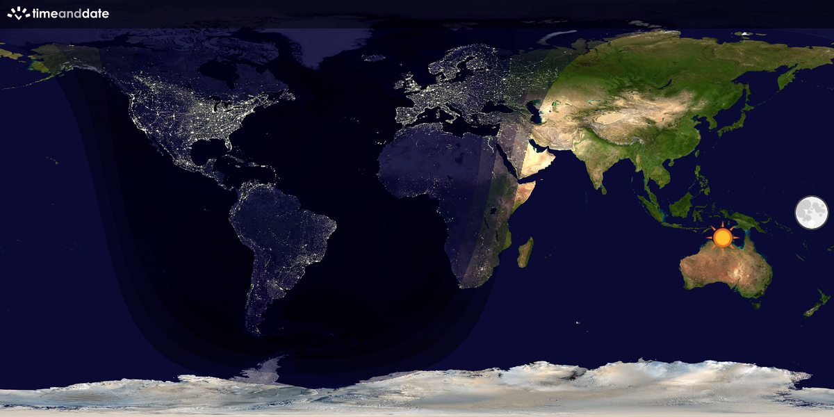 Verdenskart som viser dag og natt 