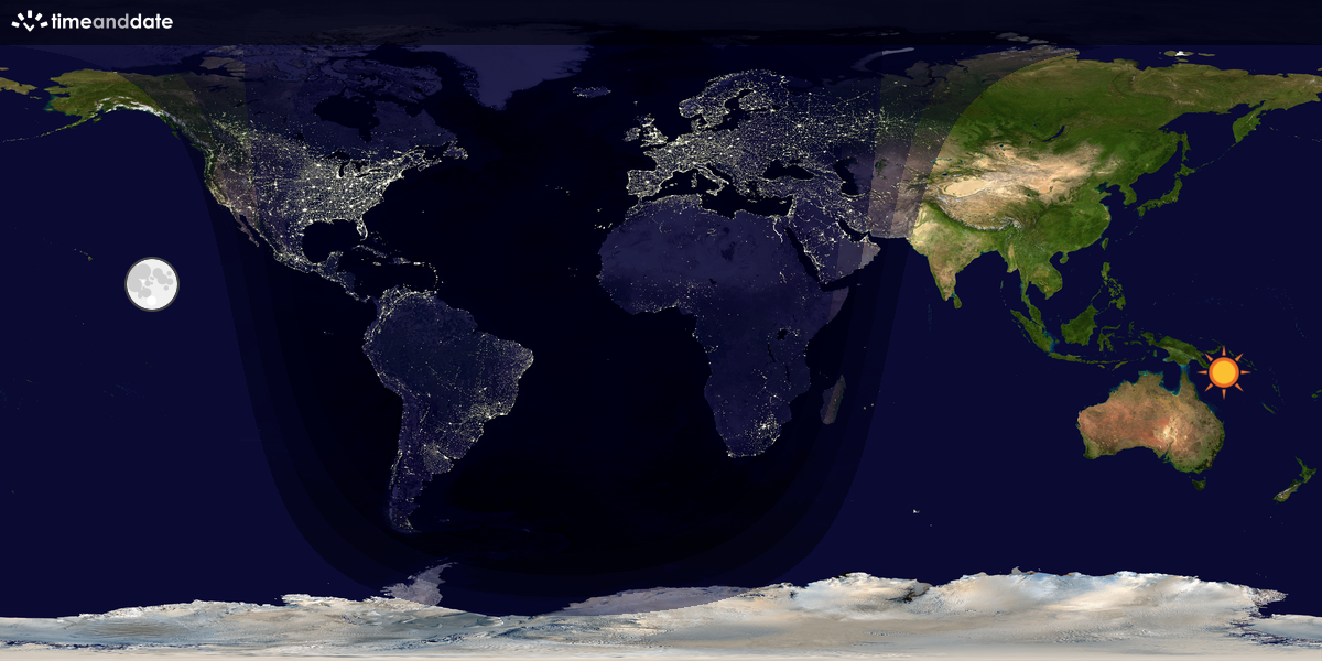 Verdenskart som viser dag og natt 
