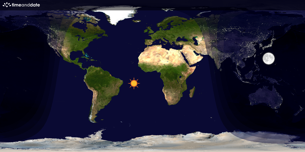 Verdenskart som viser dag og natt 