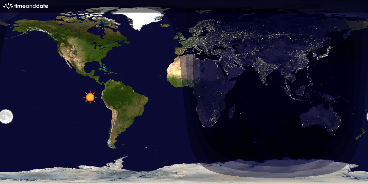 Verdenskart som viser dag og natt 