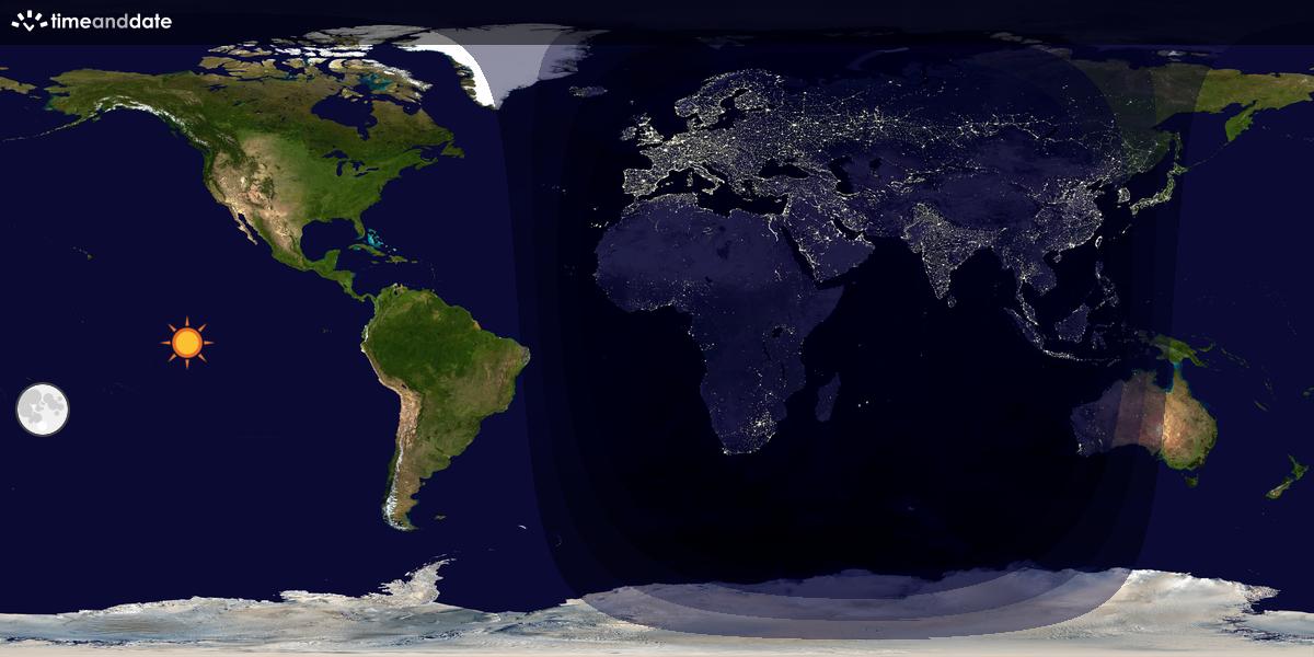 Verdenskart som viser dag og natt 