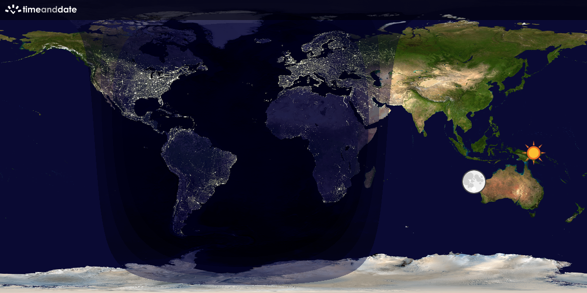 Verdenskart som viser dag og natt 