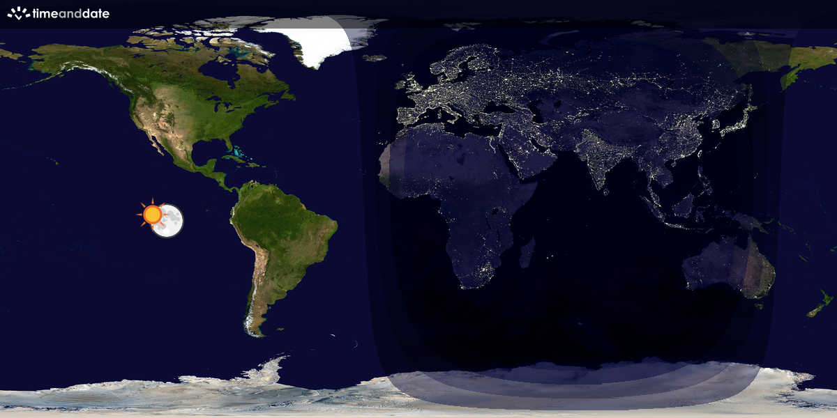 Verdenskart som viser dag og natt 