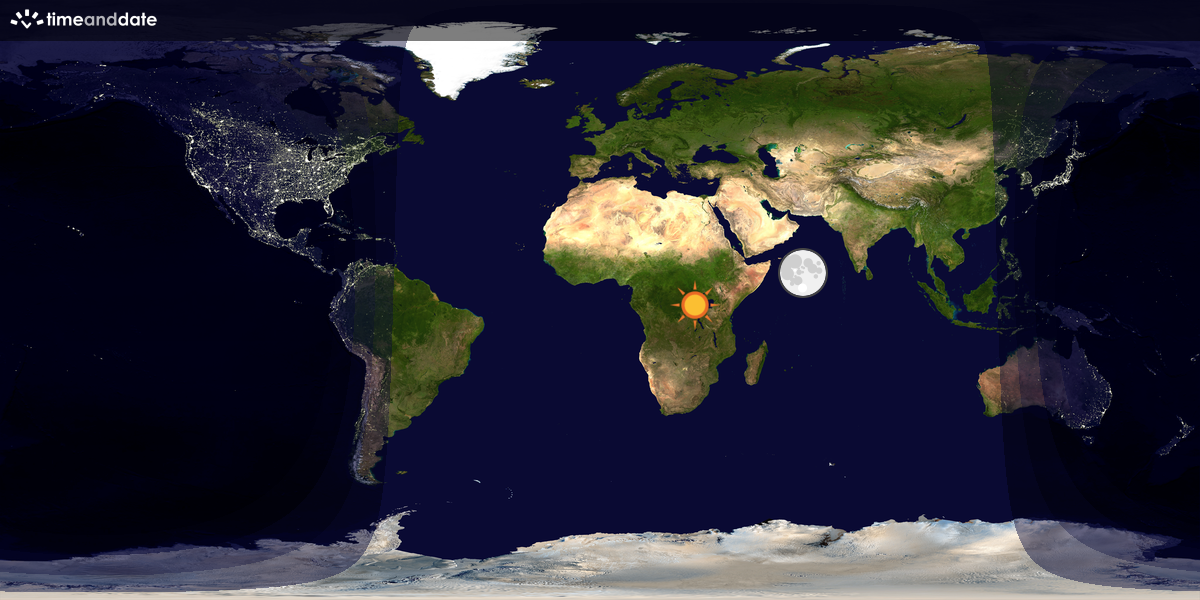 Verdenskart som viser dag og natt 