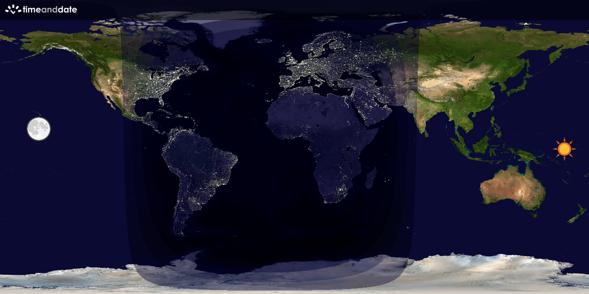 Verdenskart som viser dag og natt 
