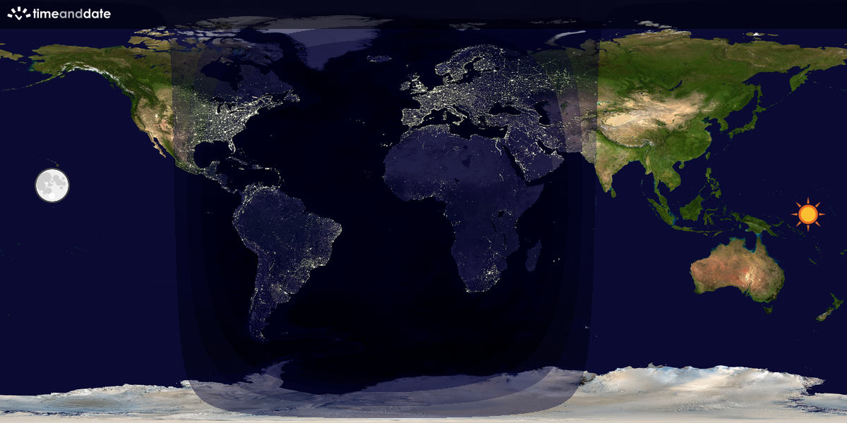 Verdenskart som viser dag og natt 