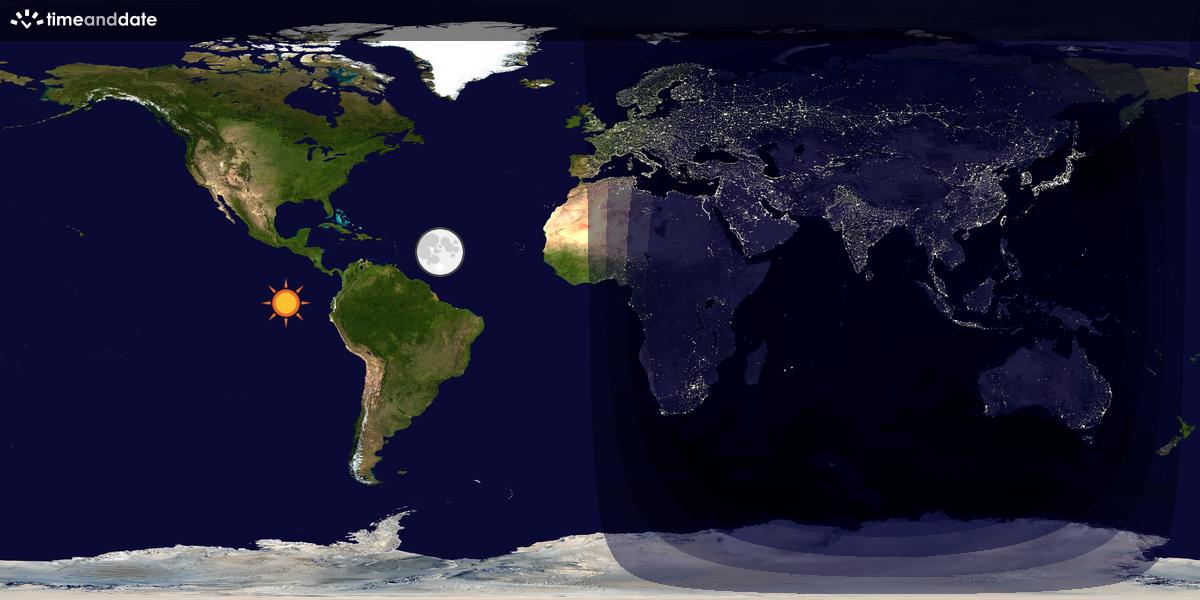 Verdenskart som viser dag og natt 