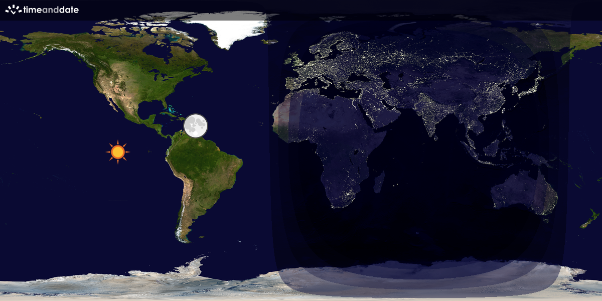 Verdenskart som viser dag og natt 