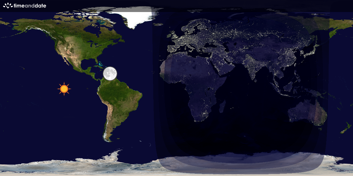 Verdenskart som viser dag og natt 