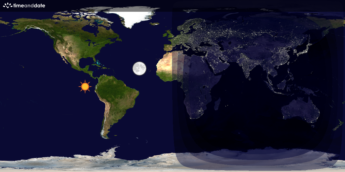 Verdenskart som viser dag og natt 