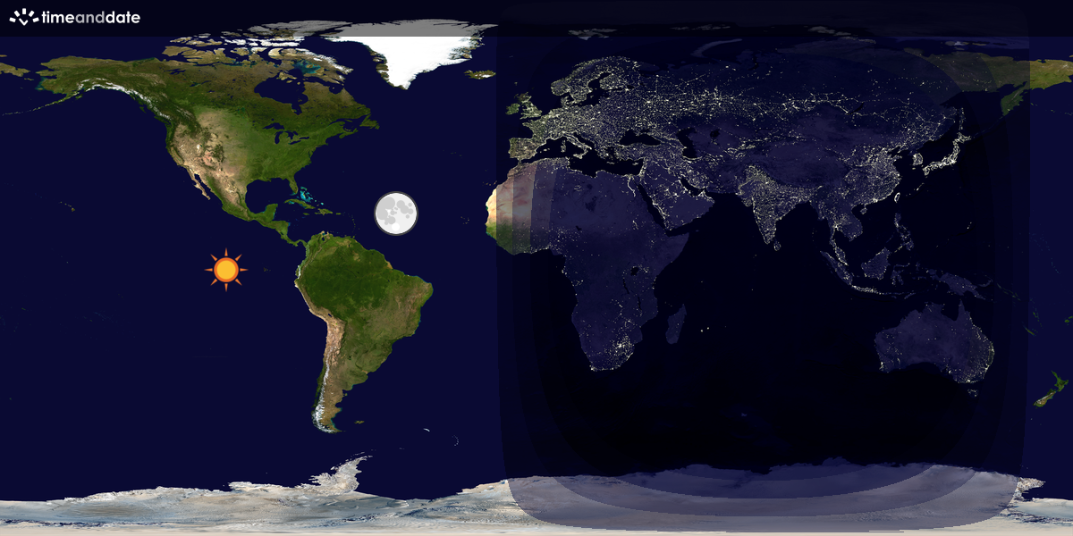 Verdenskart som viser dag og natt 