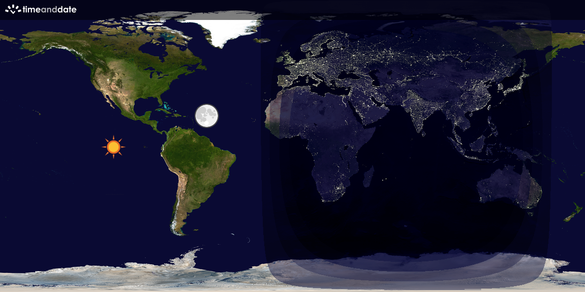 Verdenskart som viser dag og natt 