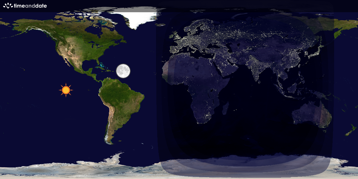 Verdenskart som viser dag og natt 
