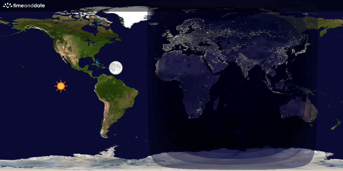 Verdenskart som viser dag og natt 