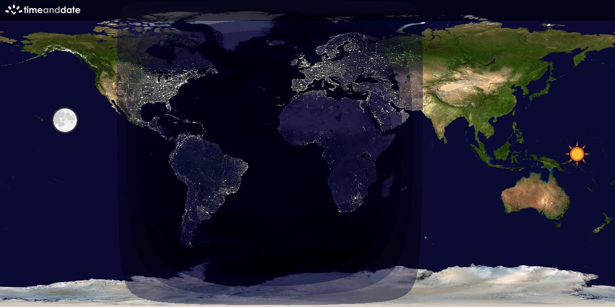 Verdenskart som viser dag og natt 