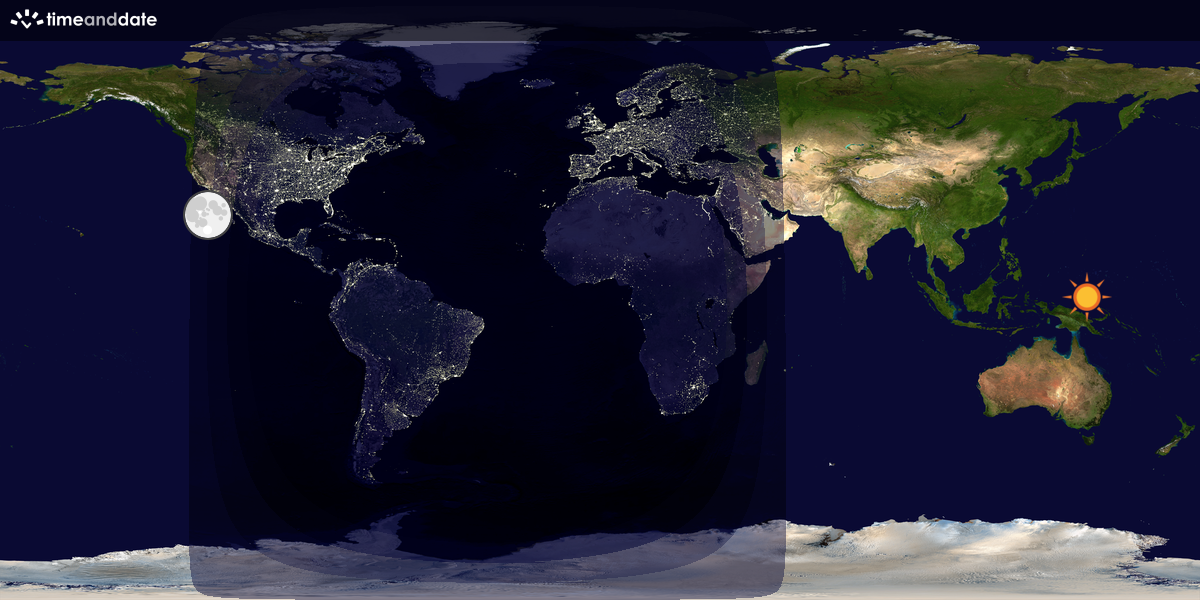 Verdenskart som viser dag og natt 