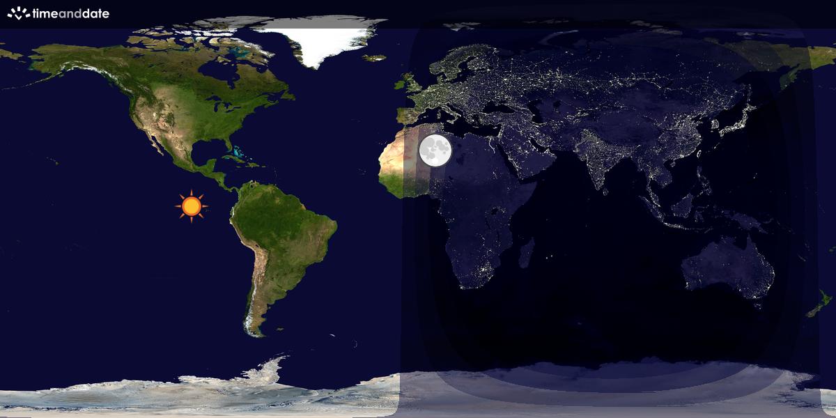 Verdenskart som viser dag og natt 