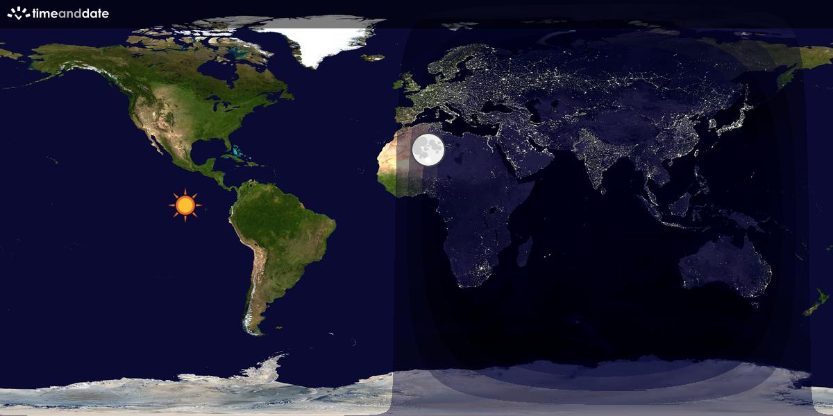 Verdenskart som viser dag og natt 