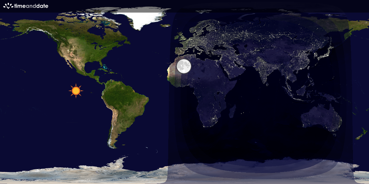 Verdenskart som viser dag og natt 