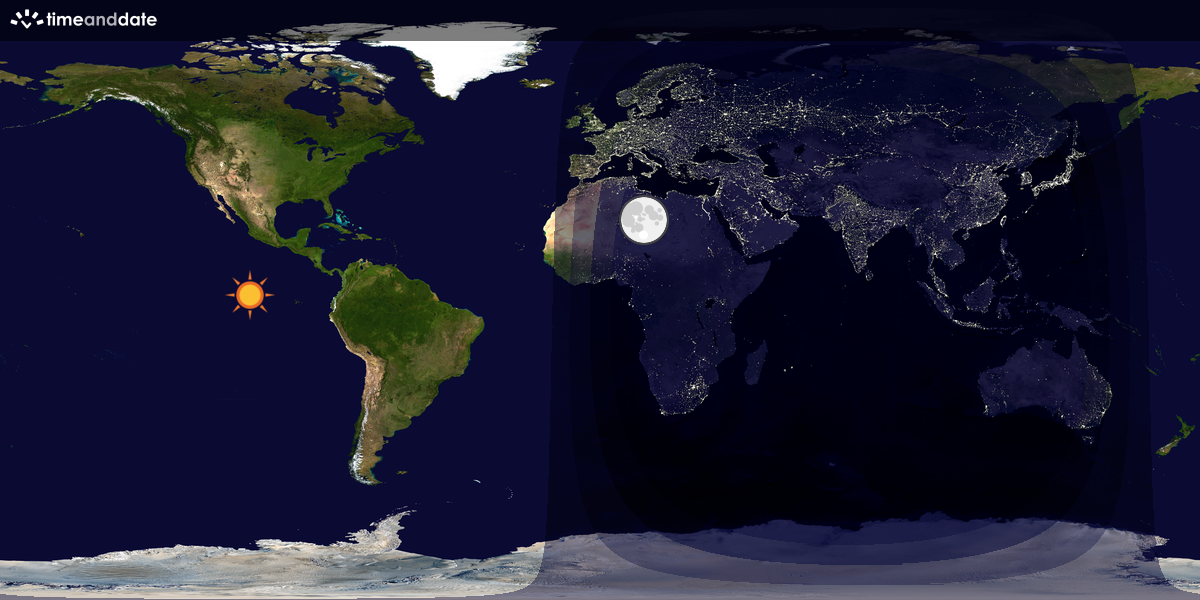 Verdenskart som viser dag og natt 
