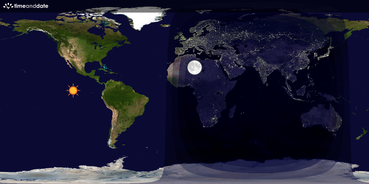 Verdenskart som viser dag og natt 