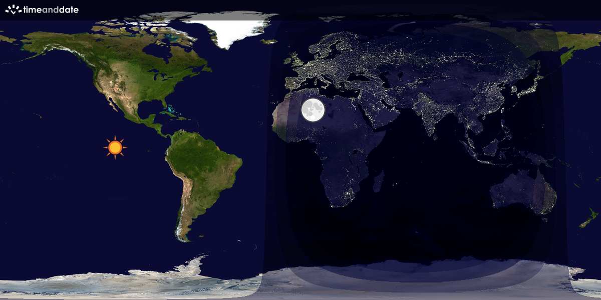 Verdenskart som viser dag og natt 