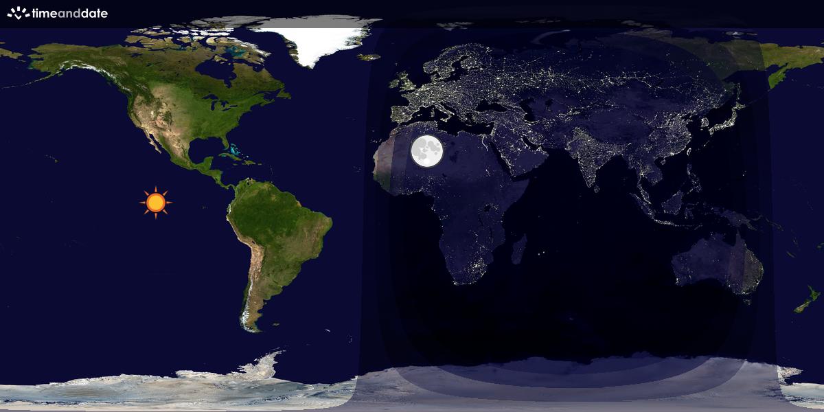 Verdenskart som viser dag og natt 