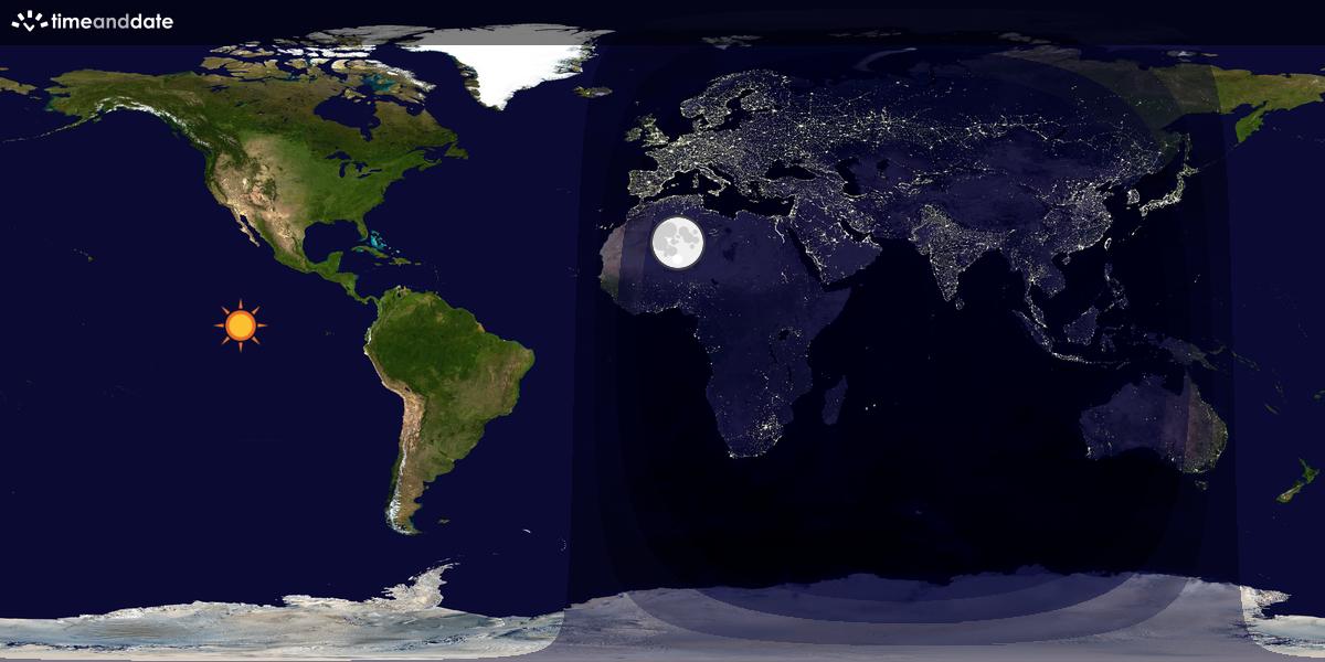 Verdenskart som viser dag og natt 