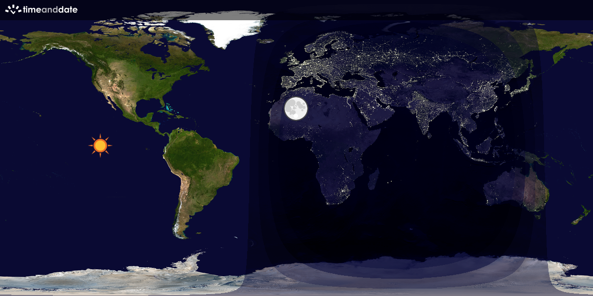 Verdenskart som viser dag og natt 
