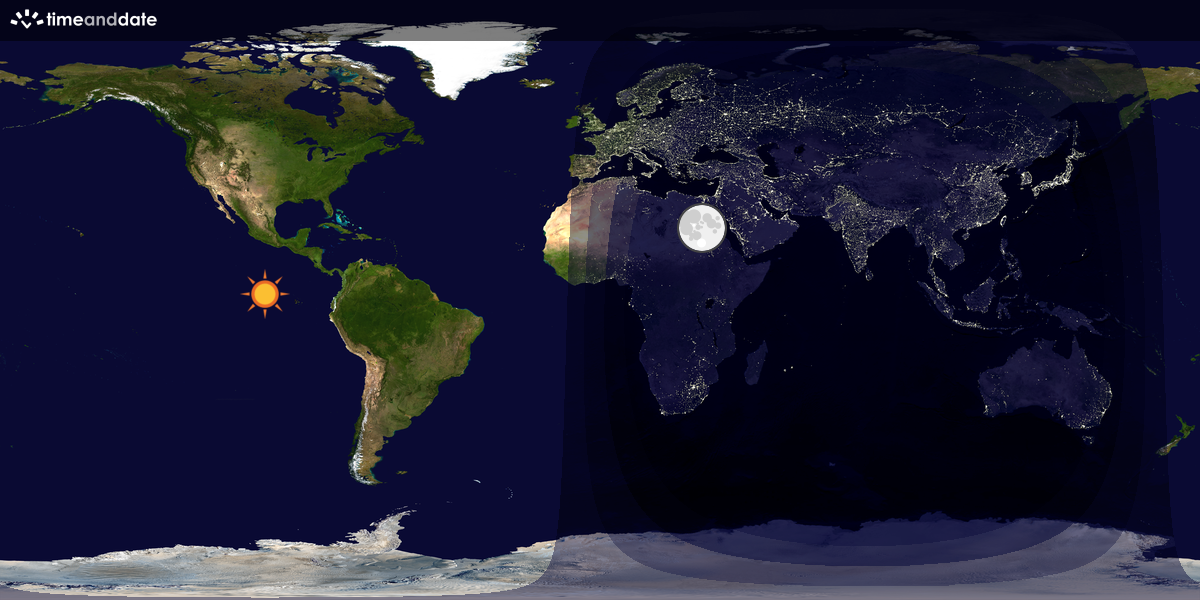 Verdenskart som viser dag og natt 