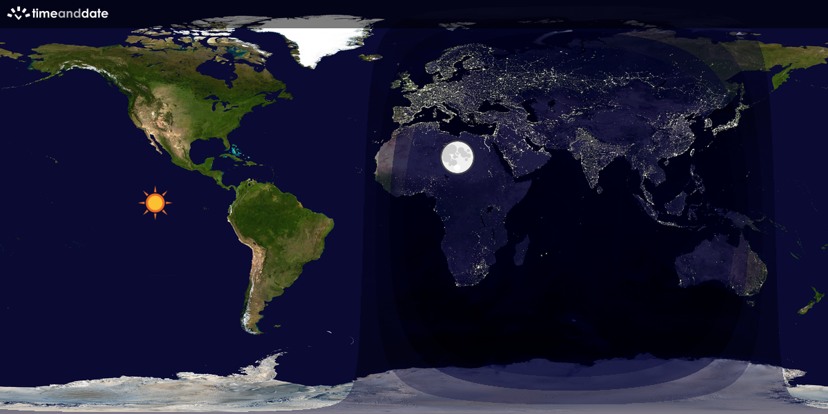 Verdenskart som viser dag og natt 