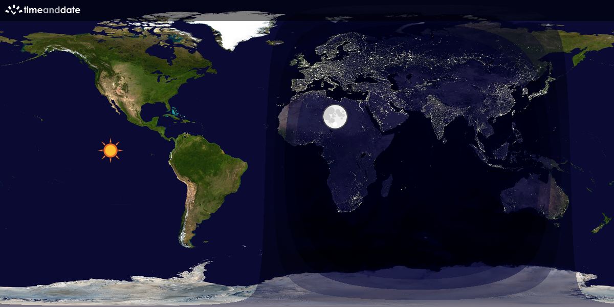Verdenskart som viser dag og natt 