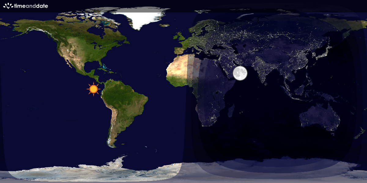 Verdenskart som viser dag og natt 