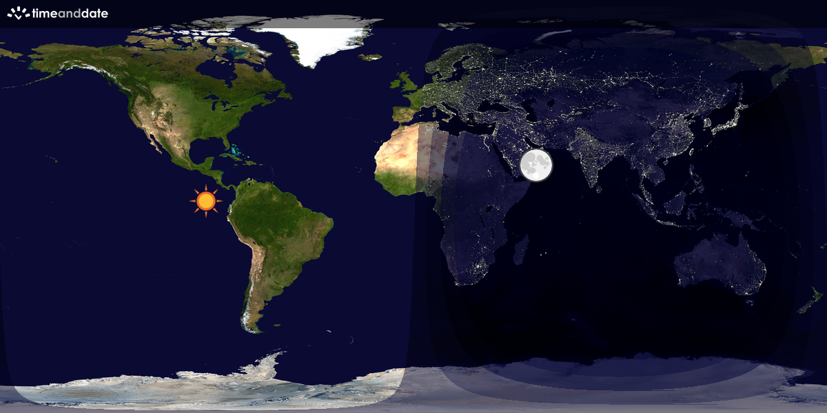 Verdenskart som viser dag og natt 