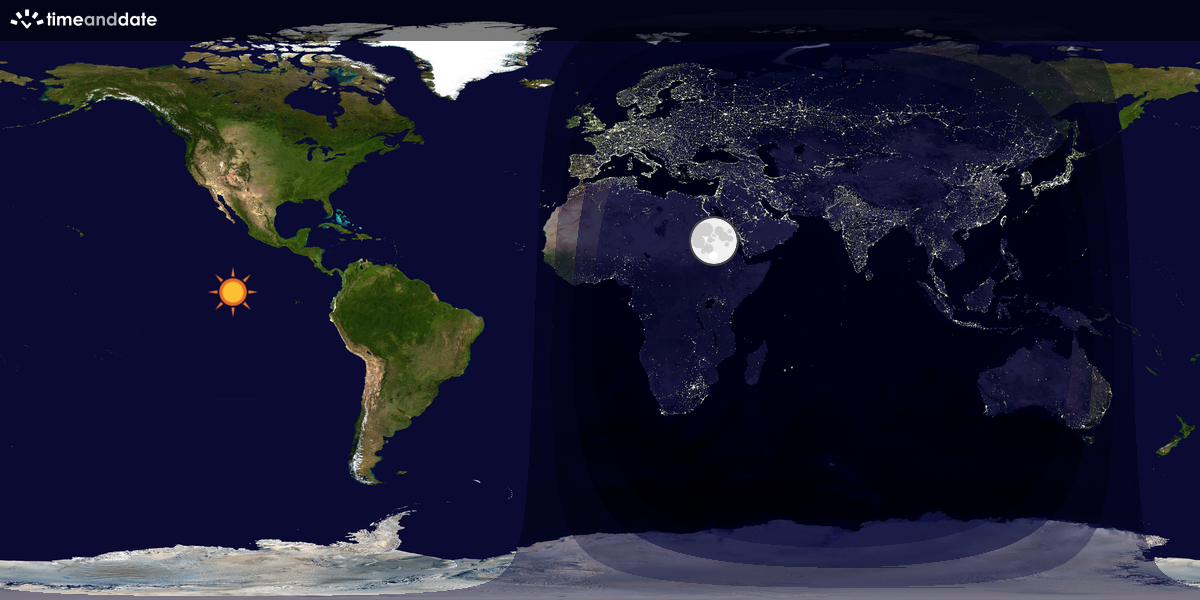Verdenskart som viser dag og natt 