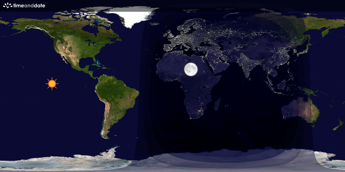 Verdenskart som viser dag og natt 