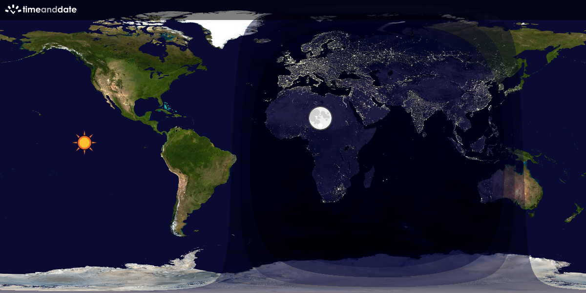 Verdenskart som viser dag og natt 