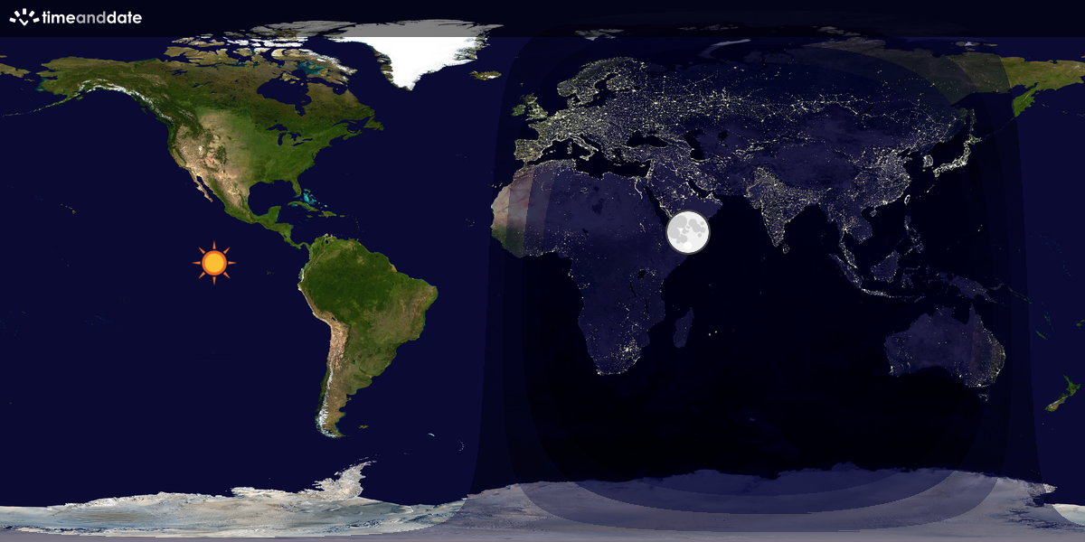 Verdenskart som viser dag og natt 
