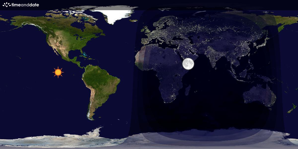 Verdenskart som viser dag og natt 