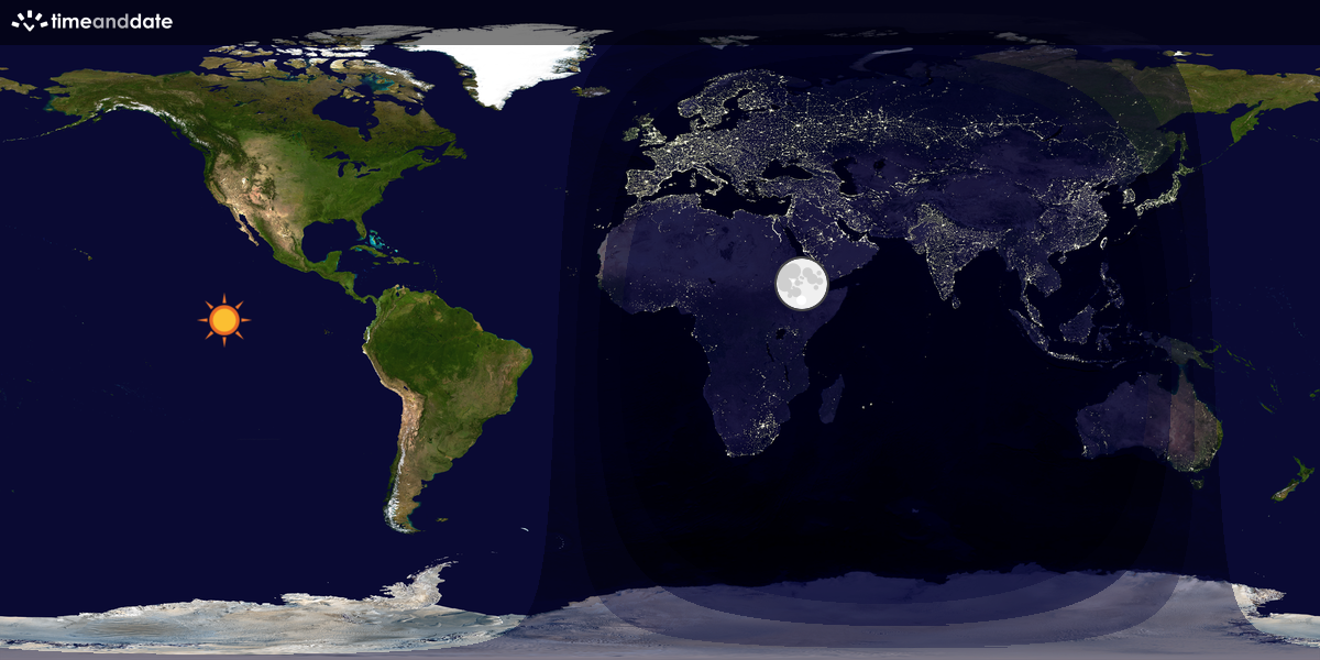 Verdenskart som viser dag og natt 