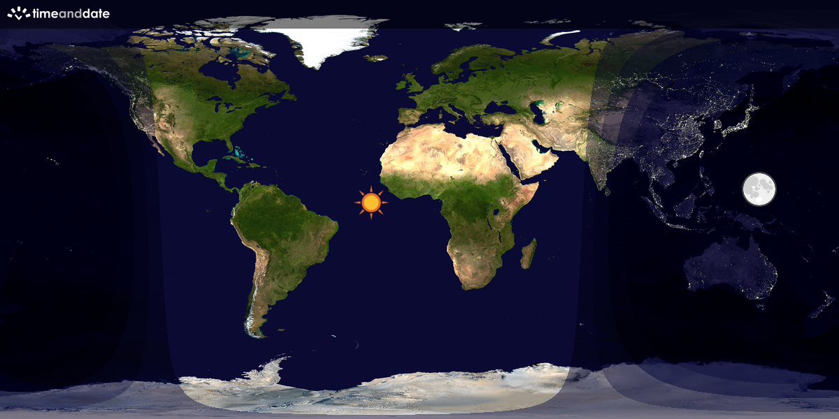 Verdenskart som viser dag og natt 