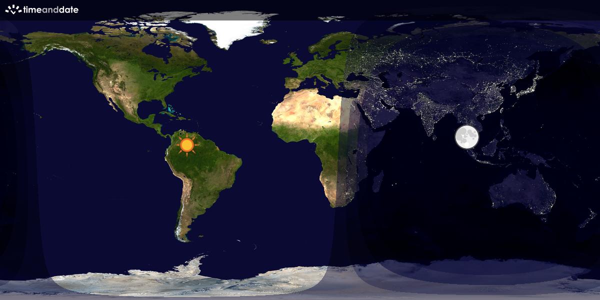 Verdenskart som viser dag og natt 
