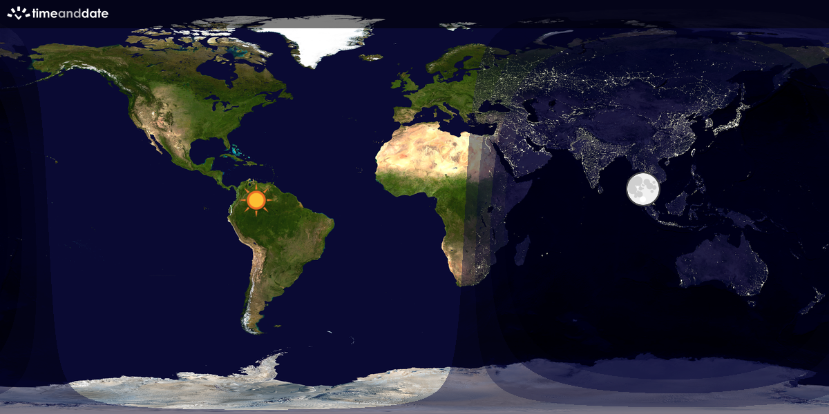Verdenskart som viser dag og natt 