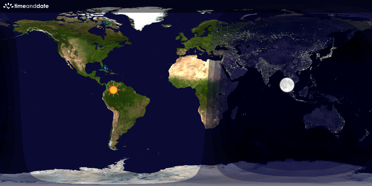 Verdenskart som viser dag og natt 